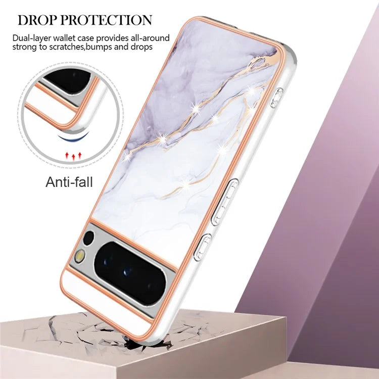 YB IMD Series-2 For Google Pixel 8 Pro Case Marble Pattern Electroplating TPU Phone Cover