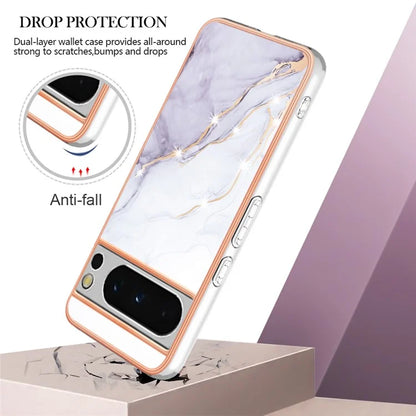 YB IMD Series-2 For Google Pixel 8 Pro Case Marble Pattern Electroplating TPU Phone Cover