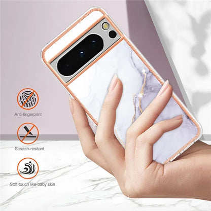 YB IMD Series-2 For Google Pixel 8 Pro Case Marble Pattern Electroplating TPU Phone Cover