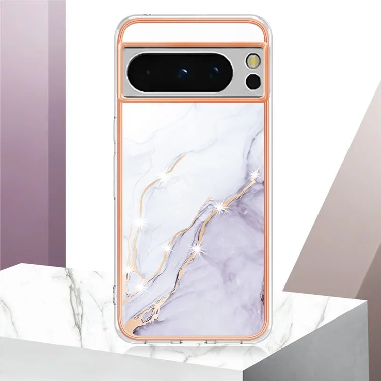 YB IMD Series-2 For Google Pixel 8 Pro Case Marble Pattern Electroplating TPU Phone Cover