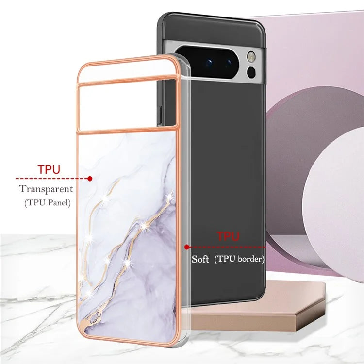 YB IMD Series-2 For Google Pixel 8 Pro Case Marble Pattern Electroplating TPU Phone Cover