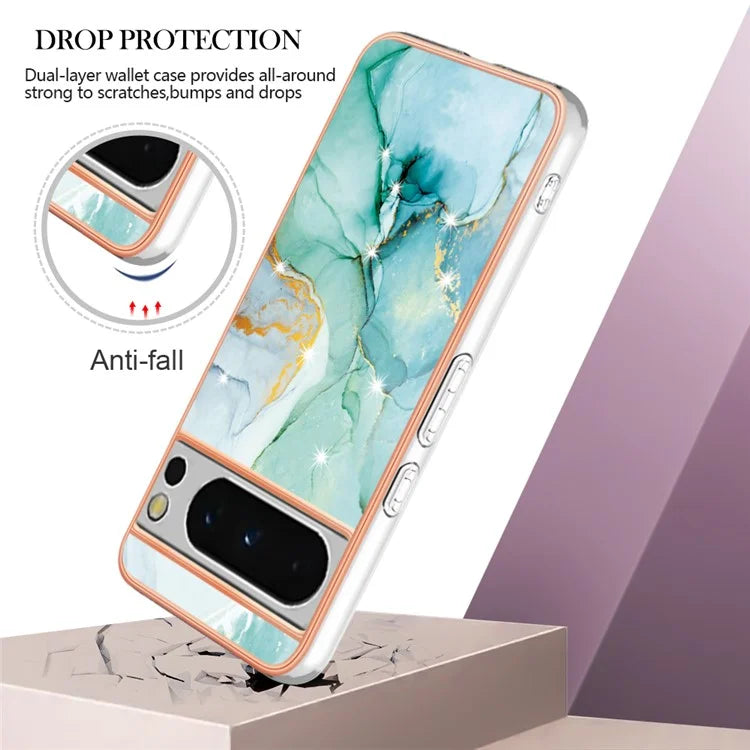 YB IMD Series-2 For Google Pixel 8 Pro Case Marble Pattern Electroplating TPU Phone Cover