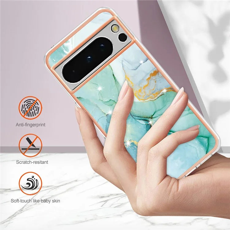 YB IMD Series-2 For Google Pixel 8 Pro Case Marble Pattern Electroplating TPU Phone Cover