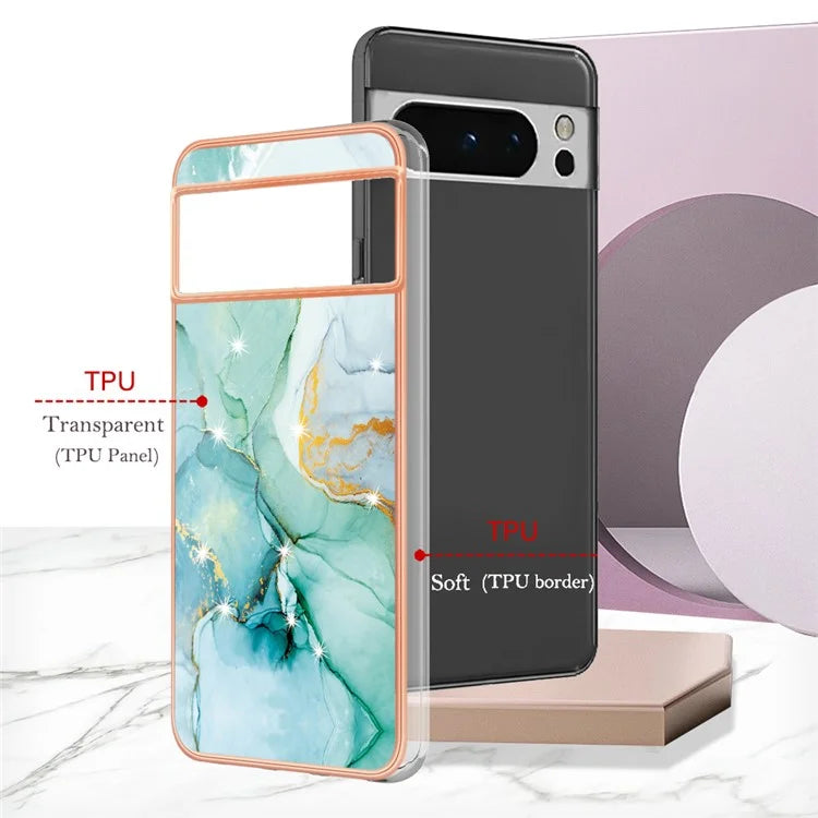 YB IMD Series-2 For Google Pixel 8 Pro Case Marble Pattern Electroplating TPU Phone Cover