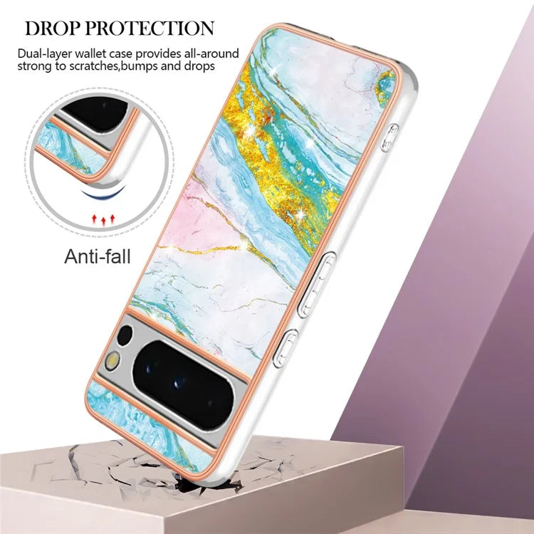 YB IMD Series-2 For Google Pixel 8 Pro Case Marble Pattern Electroplating TPU Phone Cover