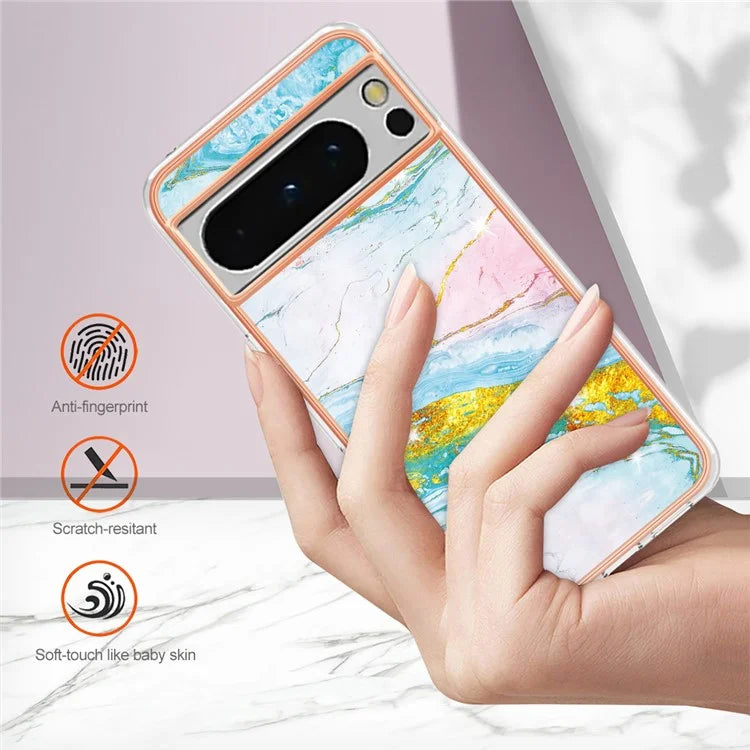 YB IMD Series-2 For Google Pixel 8 Pro Case Marble Pattern Electroplating TPU Phone Cover