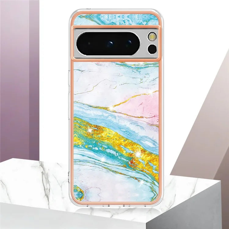 YB IMD Series-2 For Google Pixel 8 Pro Case Marble Pattern Electroplating TPU Phone Cover