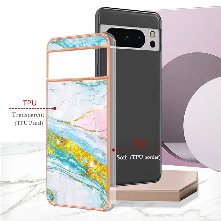 YB IMD Series-2 For Google Pixel 8 Pro Case Marble Pattern Electroplating TPU Phone Cover