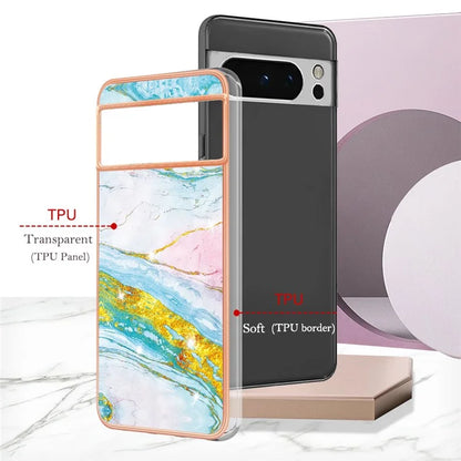 YB IMD Series-2 For Google Pixel 8 Pro Case Marble Pattern Electroplating TPU Phone Cover