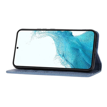For Samsung Galaxy A25 5G (Global) (161.0 x 76.5 x 8.3mm) Case Woven Texture PU Leather Stand Phone Wallet Cover with Strap