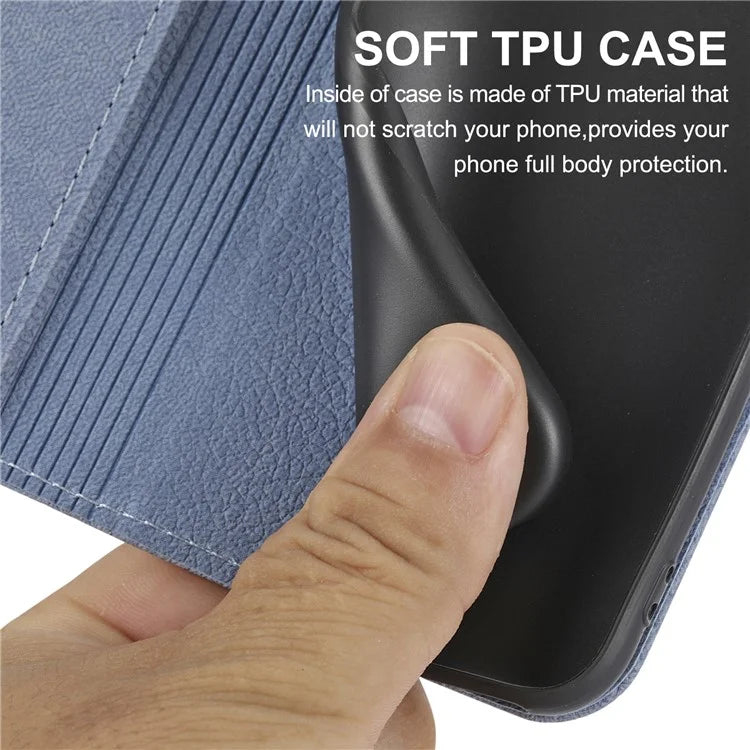 For Samsung Galaxy A25 5G (Global) (161.0 x 76.5 x 8.3mm) Case Woven Texture PU Leather Stand Phone Wallet Cover with Strap