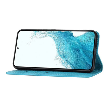 For Samsung Galaxy A25 5G (Global) (161.0 x 76.5 x 8.3mm) Case Woven Texture PU Leather Stand Phone Wallet Cover with Strap