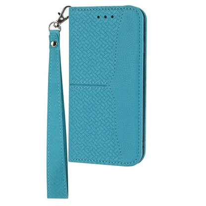 For Samsung Galaxy A25 5G (Global) (161.0 x 76.5 x 8.3mm) Case Woven Texture PU Leather Stand Phone Wallet Cover with Strap