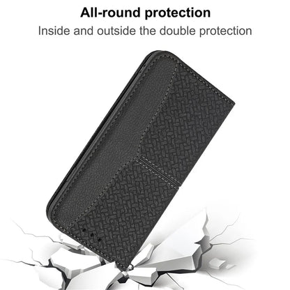 For Samsung Galaxy A25 5G (Global) (161.0 x 76.5 x 8.3mm) Case Woven Texture PU Leather Stand Phone Wallet Cover with Strap