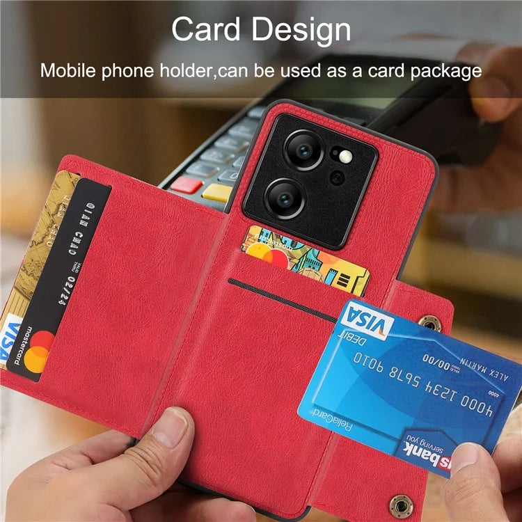 For Xiaomi 13T / 13T Pro / Redmi K60 Ultra Cover Card Slots PU Leather+TPU Phone Kickstand Case