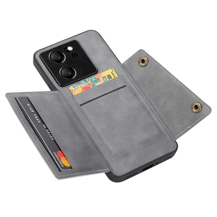 For Xiaomi 13T / 13T Pro / Redmi K60 Ultra Cover Card Slots PU Leather+TPU Phone Kickstand Case
