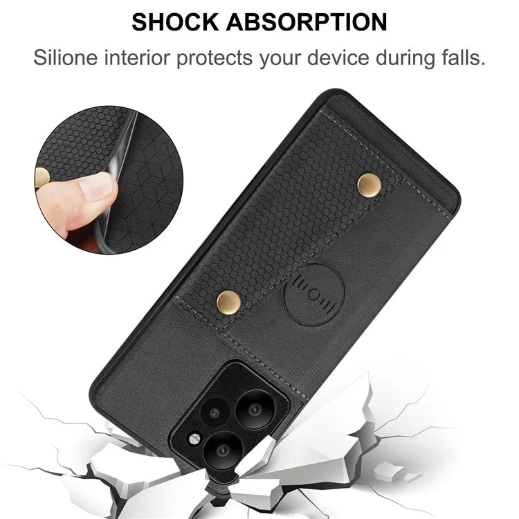 For Xiaomi Redmi Note 12R 5G Case PU Leather Coated TPU Phone Cover with Card Slots