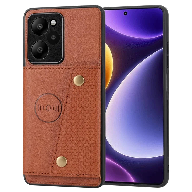 For Xiaomi Redmi Note 12R 5G Case PU Leather Coated TPU Phone Cover with Card Slots