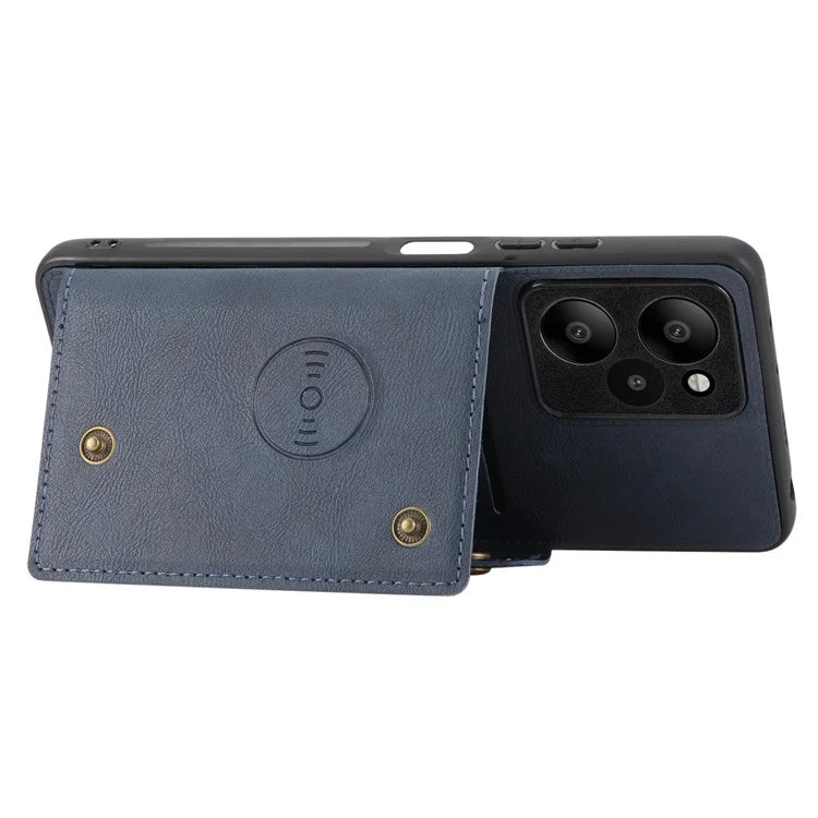For Xiaomi Redmi Note 12R 5G Case PU Leather Coated TPU Phone Cover with Card Slots