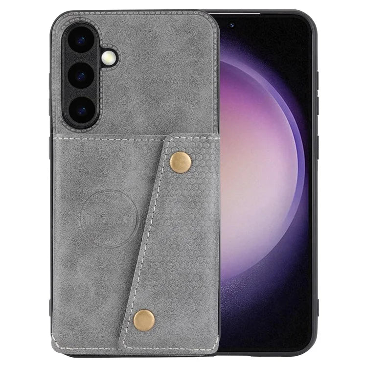 For Samsung Galaxy S23 FE Case Card Holder Kickstand Leather Coated TPU Phone Cover