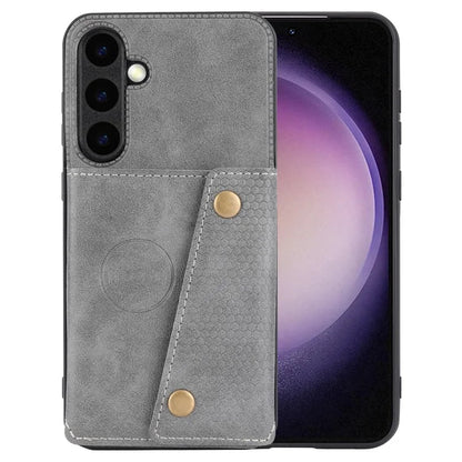 For Samsung Galaxy S23 FE Case Card Holder Kickstand Leather Coated TPU Phone Cover