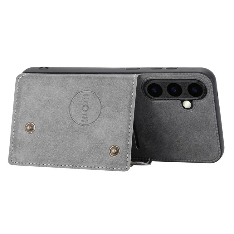 For Samsung Galaxy S23 FE Case Card Holder Kickstand Leather Coated TPU Phone Cover