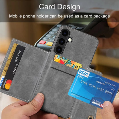 For Samsung Galaxy S23 FE Case Card Holder Kickstand Leather Coated TPU Phone Cover