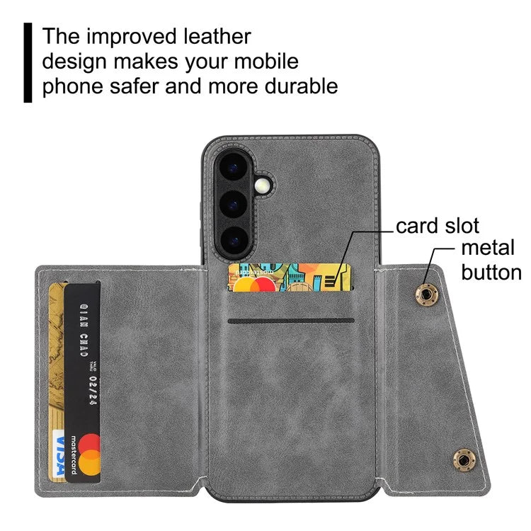 For Samsung Galaxy S23 FE Case Card Holder Kickstand Leather Coated TPU Phone Cover
