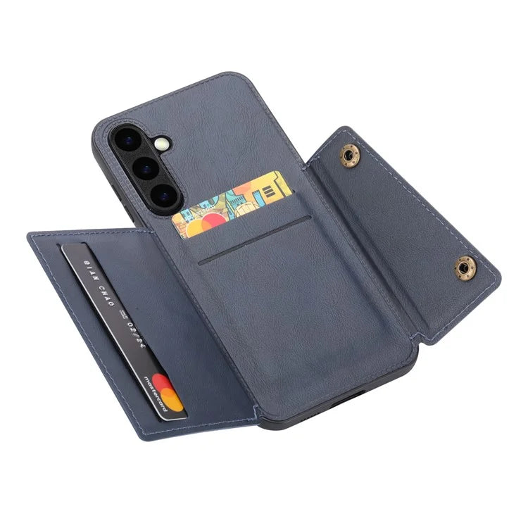 For Samsung Galaxy S23 FE Case Card Holder Kickstand Leather Coated TPU Phone Cover