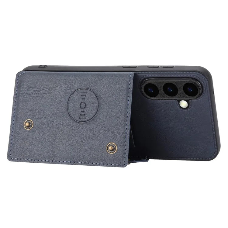 For Samsung Galaxy S23 FE Case Card Holder Kickstand Leather Coated TPU Phone Cover