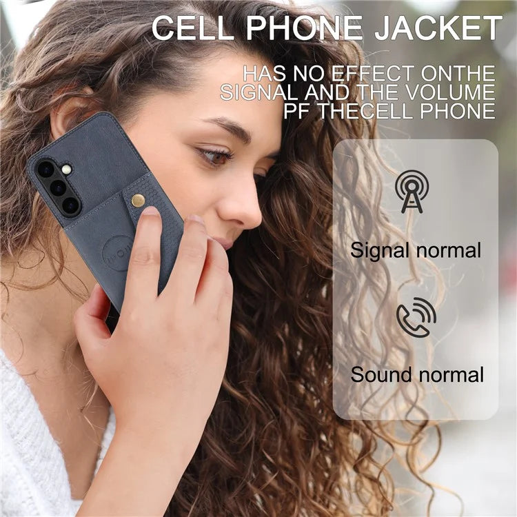 For Samsung Galaxy S23 FE Case Card Holder Kickstand Leather Coated TPU Phone Cover