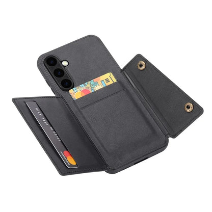 For Samsung Galaxy S23 FE Case Card Holder Kickstand Leather Coated TPU Phone Cover