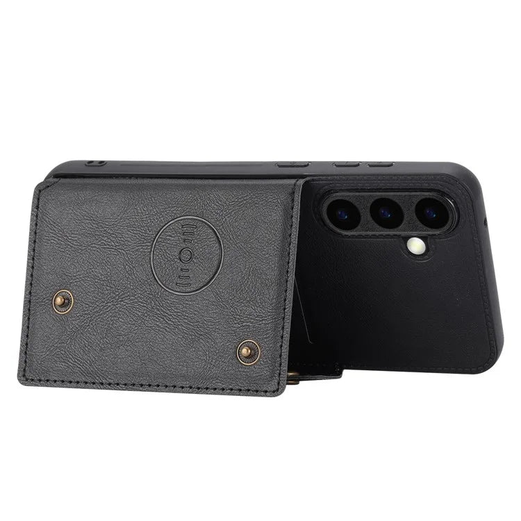 For Samsung Galaxy S23 FE Case Card Holder Kickstand Leather Coated TPU Phone Cover