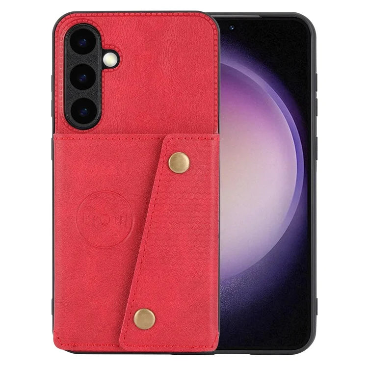 For Samsung Galaxy S23 FE Case Card Holder Kickstand Leather Coated TPU Phone Cover
