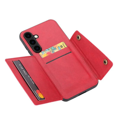 For Samsung Galaxy S23 FE Case Card Holder Kickstand Leather Coated TPU Phone Cover