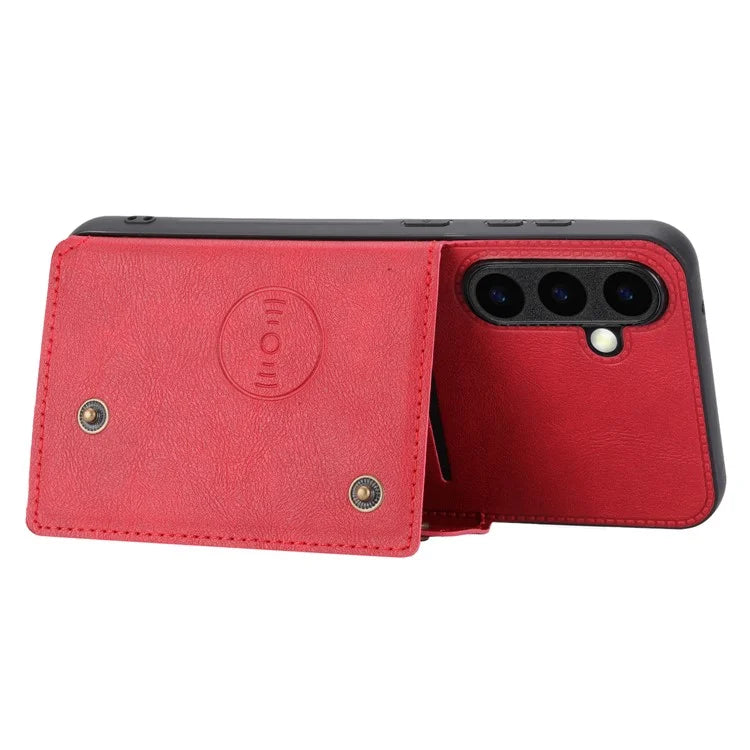 For Samsung Galaxy S23 FE Case Card Holder Kickstand Leather Coated TPU Phone Cover