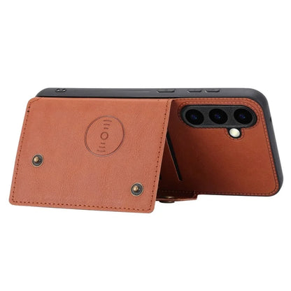 For Samsung Galaxy S23 FE Case Card Holder Kickstand Leather Coated TPU Phone Cover