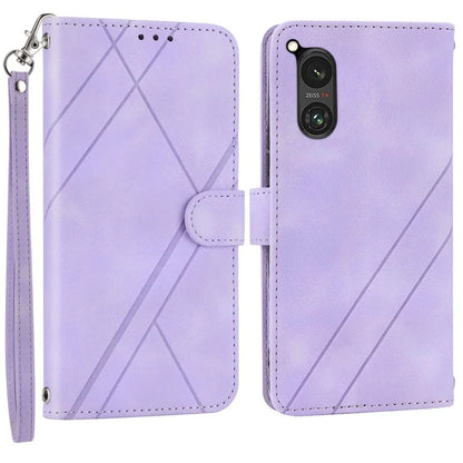 For Sony Xperia 5 V Case Imprinted Line Wallet Leather Phone Cover