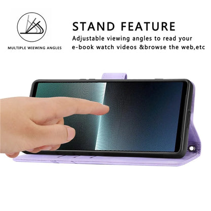 For Sony Xperia 5 V Case Imprinted Line Wallet Leather Phone Cover