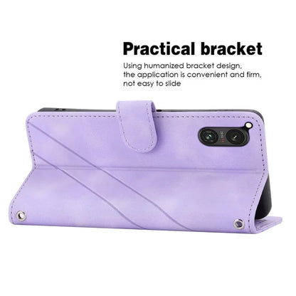 For Sony Xperia 5 V Case Imprinted Line Wallet Leather Phone Cover