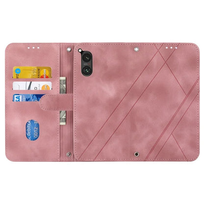 For Sony Xperia 5 V Case Imprinted Line Wallet Leather Phone Cover