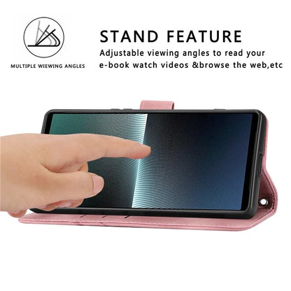 For Sony Xperia 5 V Case Imprinted Line Wallet Leather Phone Cover