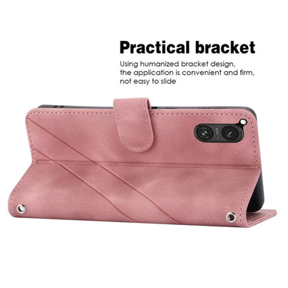 For Sony Xperia 5 V Case Imprinted Line Wallet Leather Phone Cover