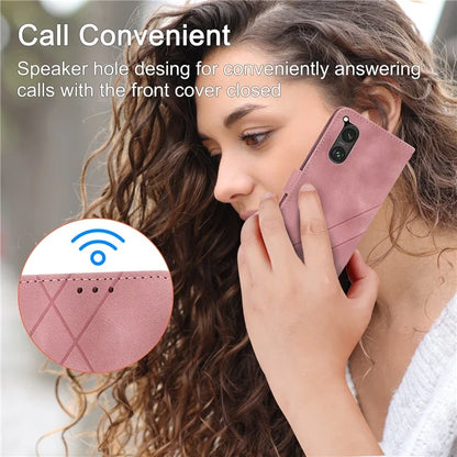 For Sony Xperia 5 V Case Imprinted Line Wallet Leather Phone Cover