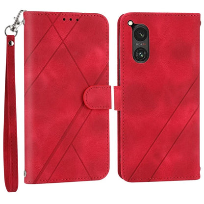For Sony Xperia 5 V Case Imprinted Line Wallet Leather Phone Cover