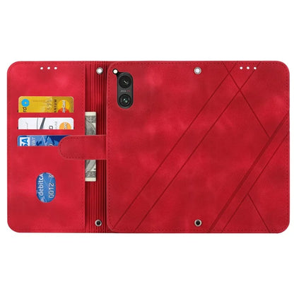 For Sony Xperia 5 V Case Imprinted Line Wallet Leather Phone Cover