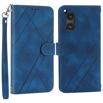 For Sony Xperia 5 V Case Imprinted Line Wallet Leather Phone Cover