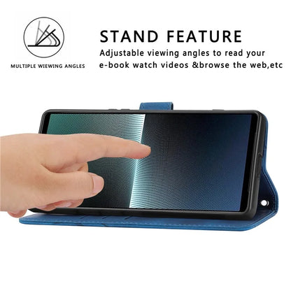 For Sony Xperia 5 V Case Imprinted Line Wallet Leather Phone Cover