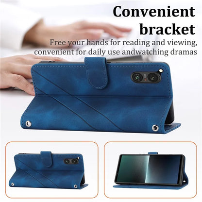 For Sony Xperia 5 V Case Imprinted Line Wallet Leather Phone Cover