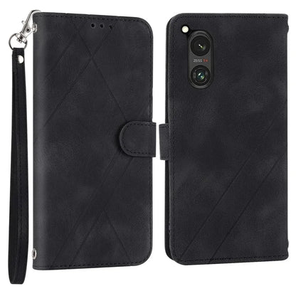 For Sony Xperia 5 V Case Imprinted Line Wallet Leather Phone Cover